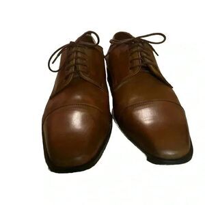 Massimo Matteo Italian Cap‎ Toe Oxford  Brown Leather Shoes Men's Size 9.5M